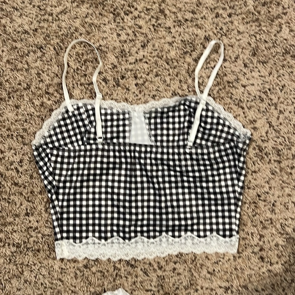 SHEIN size medium black and white with lace detail checkered matching set - Picture 9 of 9
